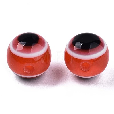 Round Evil Eye Resin Beads RESI-R159-8mm-05-1