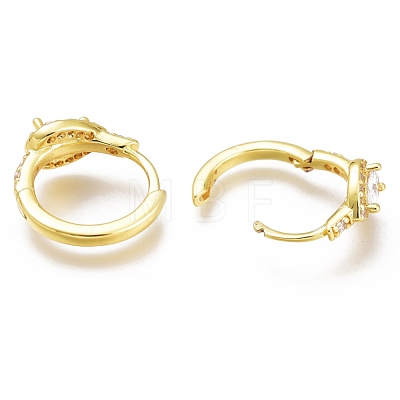Brass Micro Pave Cubic Zirconia Huggie Hoop Earrings ZIRC-H102-08A-G-1