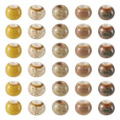 50Pcs 5 Colors Handmade Porcelain Beads PORC-TADJ0001-06B-1