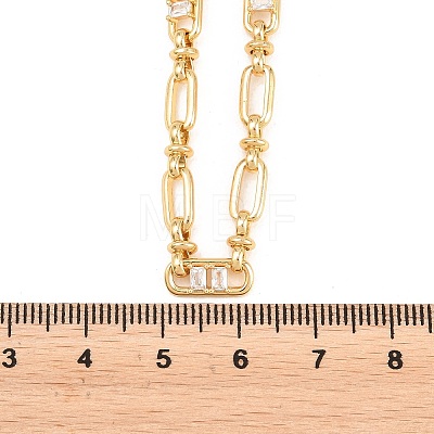 5MM Brass Pave Cubic Zirconia Oval Link Chain Necklaces NJEW-D324-02G-02-1