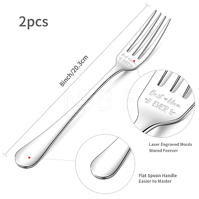 Globleland 1 Set 2Pcs 304 Stainless Steel Fork AJEW-GL0001-19-069-1