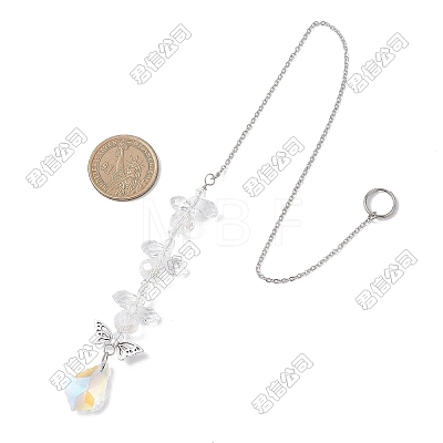 3Pcs Leaf Glass Hanging Suncatchers HJEW-TADJ0014-1