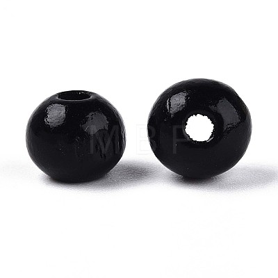 Spray Painted Round Natural Schima Wood Beads WOOD-A018-8mm-03-1