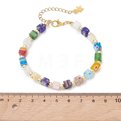 Handmade Millefiori Glass & Non-magnetic Synthetic Hematite Beads Bracelets for Women BJEW-JB13770-1