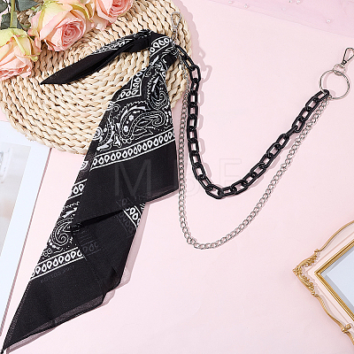 1Pc Alloy Curb Chain & Plastic Paperclip Chain Double Layer Chains for Pants AJEW-BM0001-26-1