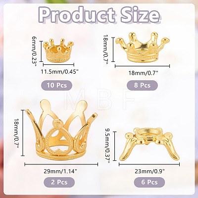 26Pcs 4 Styles Crown Alloy Display Stands for Gemstone FIND-AR0006-93G-1