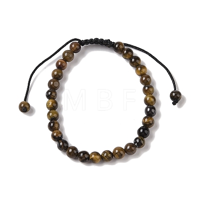 6mm Round Natural Tiger Iron Braided Bead Bracelets BJEW-C067-01A-04-1