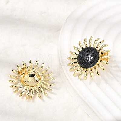Sun Brass Stud Earrings EJEW-D352-02G-1
