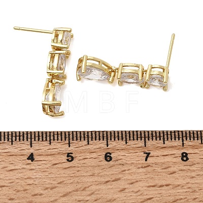 Teardrop Brass Micro Pave Clear Cubic Zirconia Dangle Stud Earrings EJEW-H180-14G-1