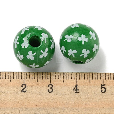 Printed Wood European Beads WOOD-G022-01C-1