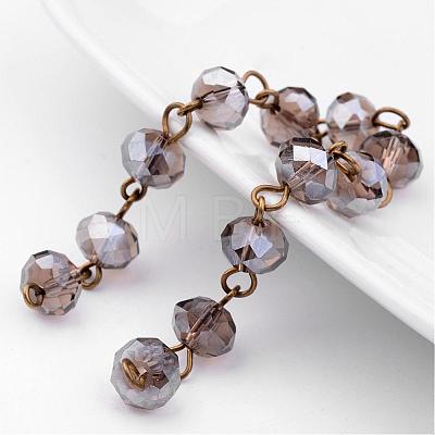 Handmade Rondelle Glass Beads Chains for Necklaces Bracelets Making AJEW-JB00240-1