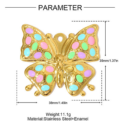 304 Stainless Steel Enamel Pendants STAS-OY005-33G-1