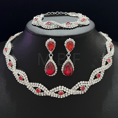 Alloy Rhinestone Pendant Necklaces & Earrings Sets for Women WGE8301-06-1