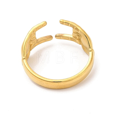 Ion Plating(IP) 304 Stainless Steel Hands Open Cuff Rings for Women X-RJEW-L107-002G-1