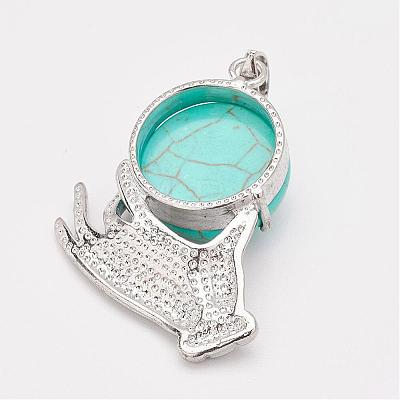 Synthetic Turquoise Pendants and Dangle Earrings Jewelry Sets SJEW-F143-01P-1