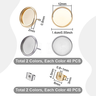 304 Stainless Steel Stud Earring Findings STAS-UN0065-01-1