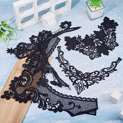 4Pcs 4 Styles Polyester Computerized Embroidery Collar DIY-TA0015-70-1