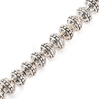 Tibetan Style Round Alloy Bead Strands TIBEB-O007-19-NR-1