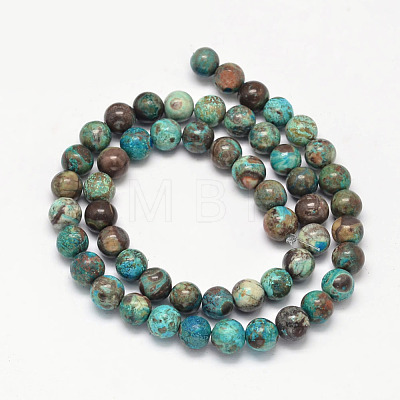 Dyed Natural Ocean Agate/Ocean Jasper Round Beads Strands G-E331-31-1