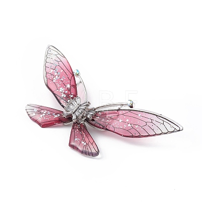 Bling Resin Butterfly Brooch Pin with Crystal Rhinestone JEWB-P016-04P-02-1