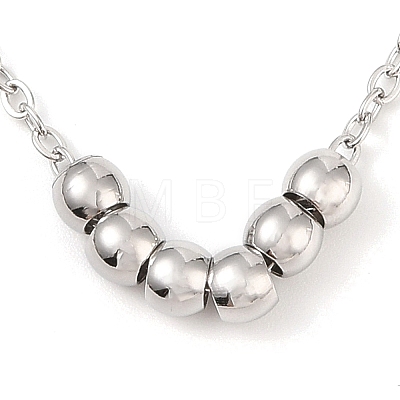 Non-Tarnish 304 Stainless Steel Cable Chain Round Beads Pendant Necklaces for Women NJEW-Z047-02P-1