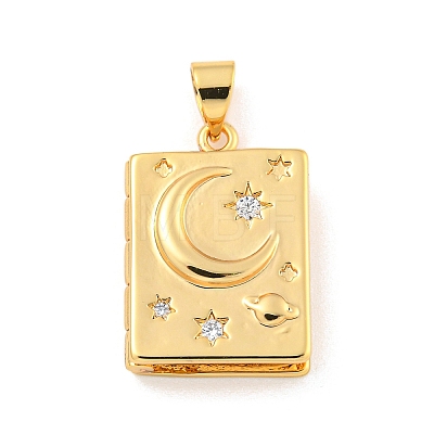 Rack Plating Brass Micro Pave Cubic Zirconia Locket Pendants KK-Z048-04G-1