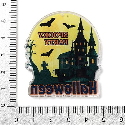 Halloween Theme Double Sided Printed Acrylic Big Pendants OACR-Z023-02M-1