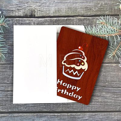 MDF Greeting Card & Paper Envelope with Bowknot AJEW-WH0203-008-1