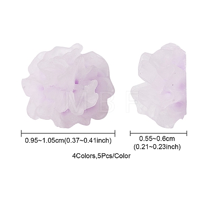 20Pcs 4 Colors Luminous Flower Resin Cabochons MRMJ-YW0001-059-1