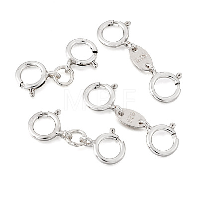 Anti-Tarnish  4Pcs 2 Style 925 Sterling Silver Spring Ring Clasps Sets STER-TA0001-05-1