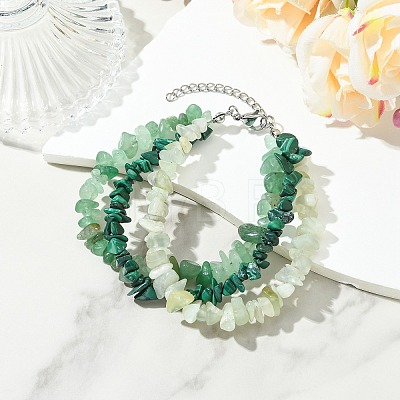 Natural Mixed Gemstone Chips Beaded Multi-strand Bracelets for Women BJEW-JB13986-01-1