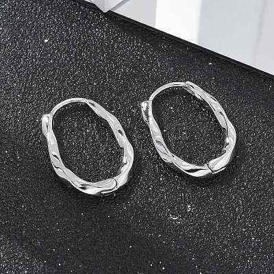 Brass Twist Hoop Earrings EJEW-Q014-02P-1