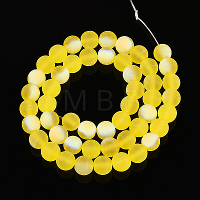 Frosted Transparent Glass Beads Strands GLAA-T032-T8mm-MBB11-1