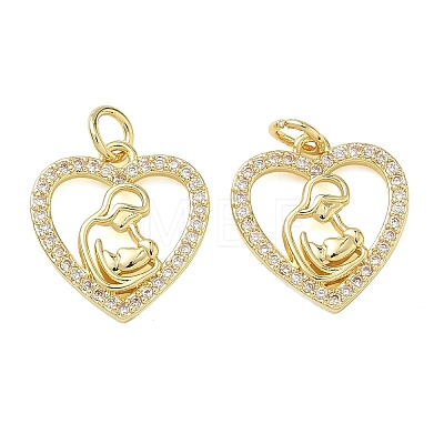 Brass Micro Pave Clear Cubic Zirconia Pendants KK-T085-16G-G-1