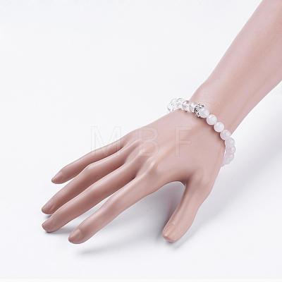 Natural Rose Quartz & Quartz Crystal Stretch Bracelets BJEW-JB03510-02-1