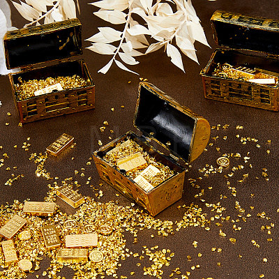 Alloy Pirate Treasure Prop  with Gold Bars Miniature Model DJEW-WH0028-034A-G-1