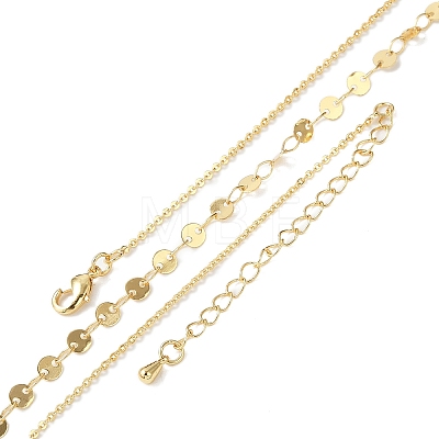 Brass Cable & Flat Sequin Chains Necklaces for Women NJEW-D302-40G-1