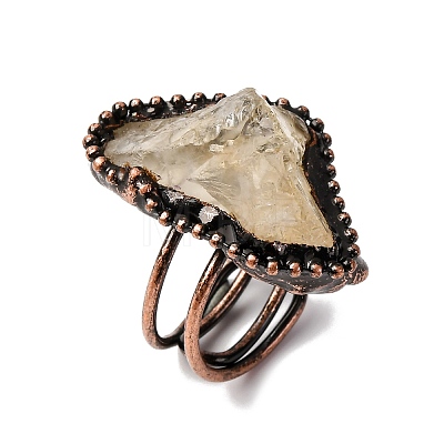 Irregular Oval Natural Citrine Adjustable Rings RJEW-M157-09R-1