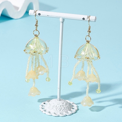 Jellyfish Acrylic & Glass Seed Bead Dangle Earrings EJEW-MZ00665-01-1