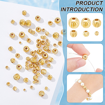 BENECREAT 180Pcs 6 Styles Brass Beads KK-BC0013-14G-1