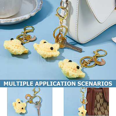 4Pcs Handmade Yarn Star with Alloy Enamel Pendant Keychains KEYC-HS00019-1