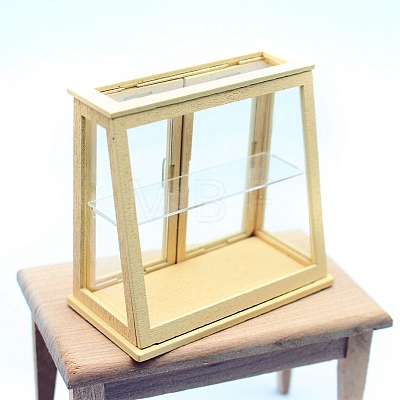 Wood Acrylic Dollhouse Miniature Display Cabinet PW-WG2DCE8-01-1