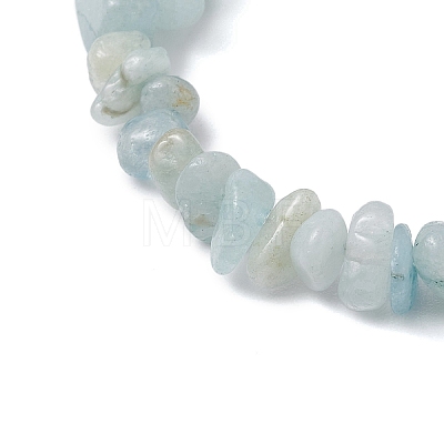 Natural Aquamarine Chips Stretch Bracelets for Women Men BJEW-JB11341-05-1