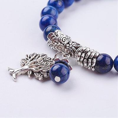 Natural Lapis Lazuli(Dyed) Stretch Bracelets BJEW-F262-A02-1
