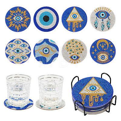 DIY Evil Eye Pattern Coaster Diamond Painting Kits DIY-TAC0016-54-1