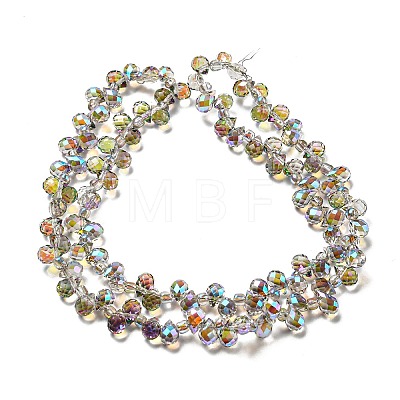 Full Rainbow Plated Electroplate Transparent Glass Beads Strands EGLA-M030-01A-FR04-1