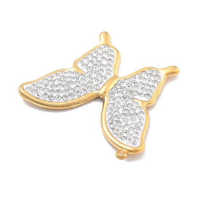 304 Stainless Steel Polymer Clay Rhinestone Pendants RESI-R155-012G-04-1
