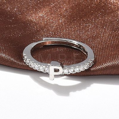 S925 Sterling Silver Adjustable Letter Rings for Women RJEW-M068-01P-P-1