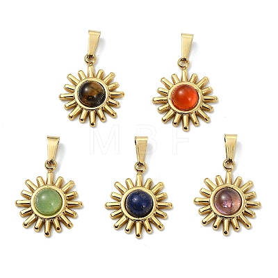 Natural Mixed Stone Pendants PALLOY-JF05607-01-1