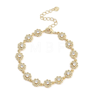 Brass Micro Pave Cubic Zirconia Link Bracelets for Women BJEW-U013-01G-07-1